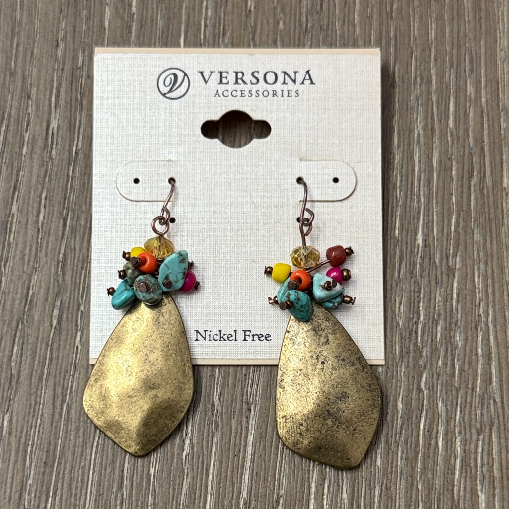 Versona Gold Earrings With Colorful Beads 7$